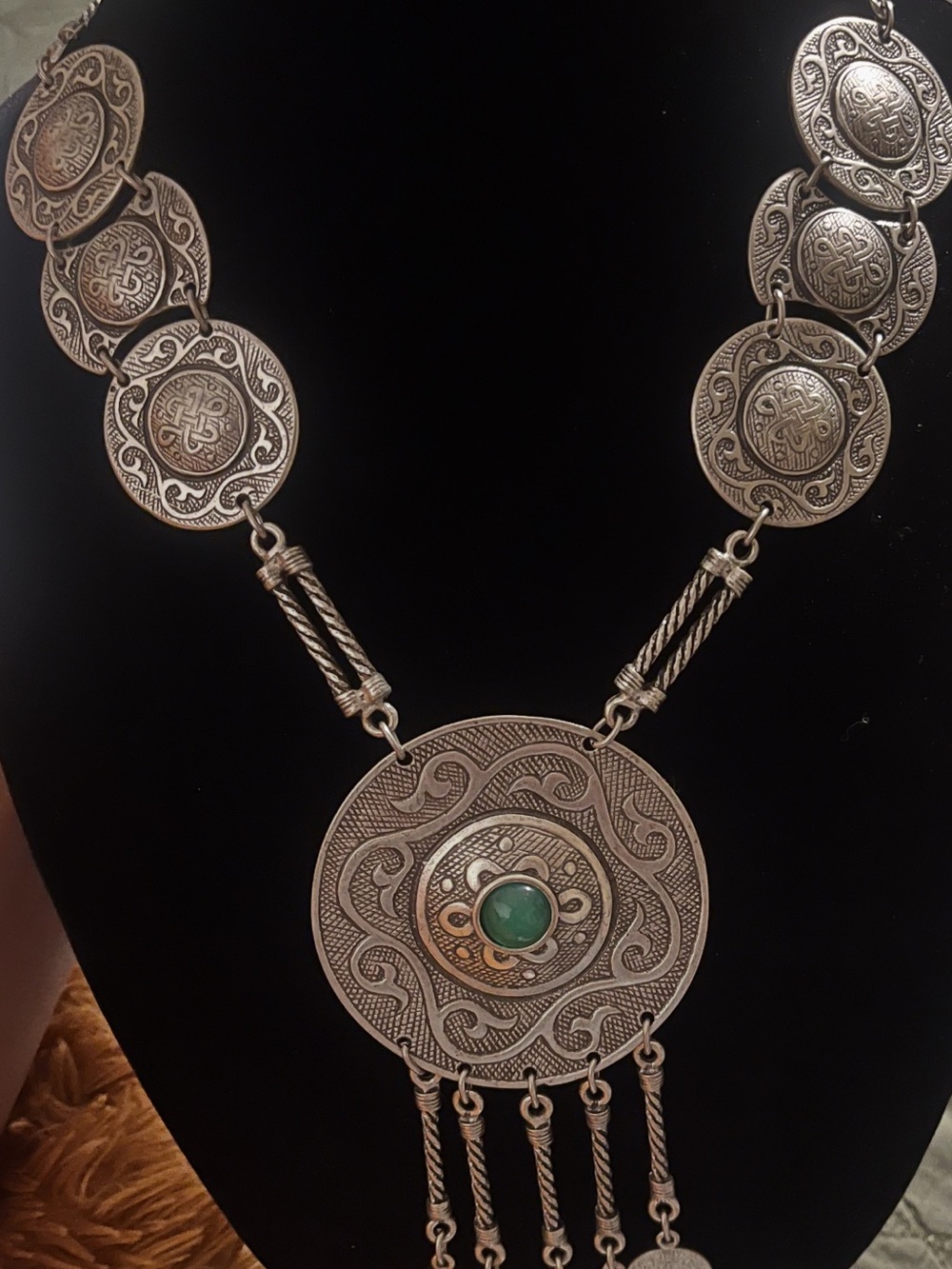 Emerald Boho Medallion Necklace